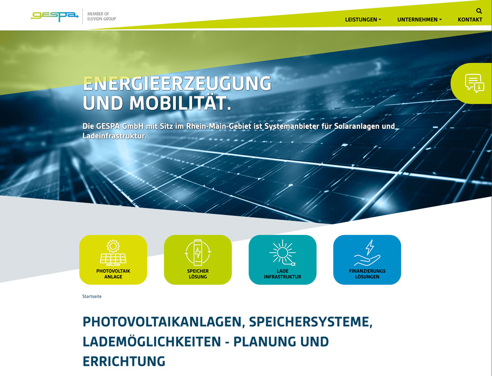 Beispiel einer modernen Unternehmenswebsite